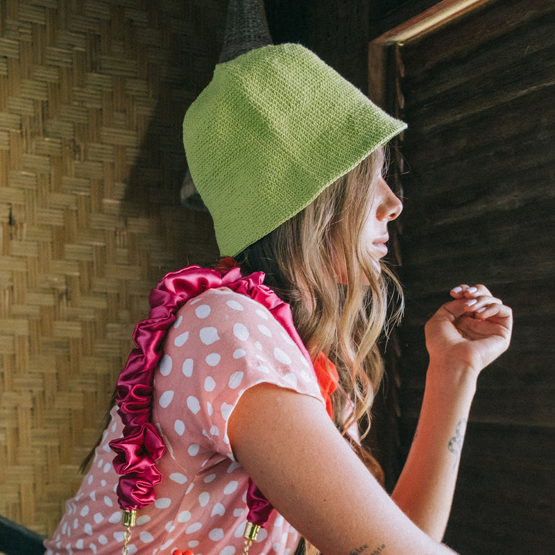 FLORETTE Crochet Bucket Hat, in Lime Green - ourCommonplace