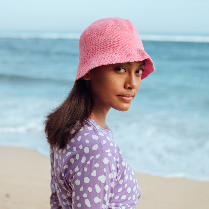 FLORETTE Crochet Bucket Hat, in Pink - ourCommonplace
