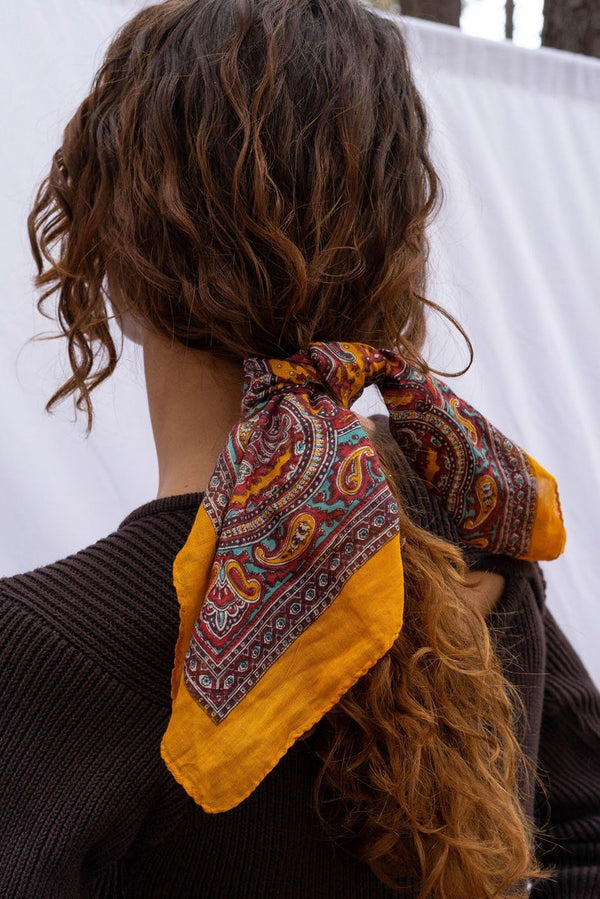 Vintage Freya Bandana in Turmeric Paisley - ourCommonplace