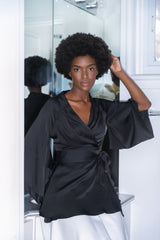 Juno Kimono Top / Black Silk - ourCommonplace