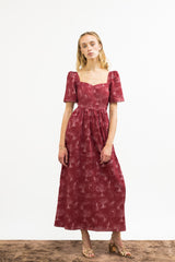 Beatrice Maxi Dress With Sweetheart Neckline / Ruby Red + Alabaster Cotton Toile - ourCommonplace