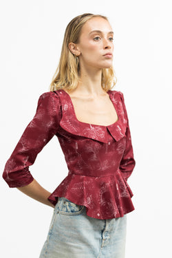 Mari Top / Ruby Red + Alabaster Cotton Toile - ourCommonplace