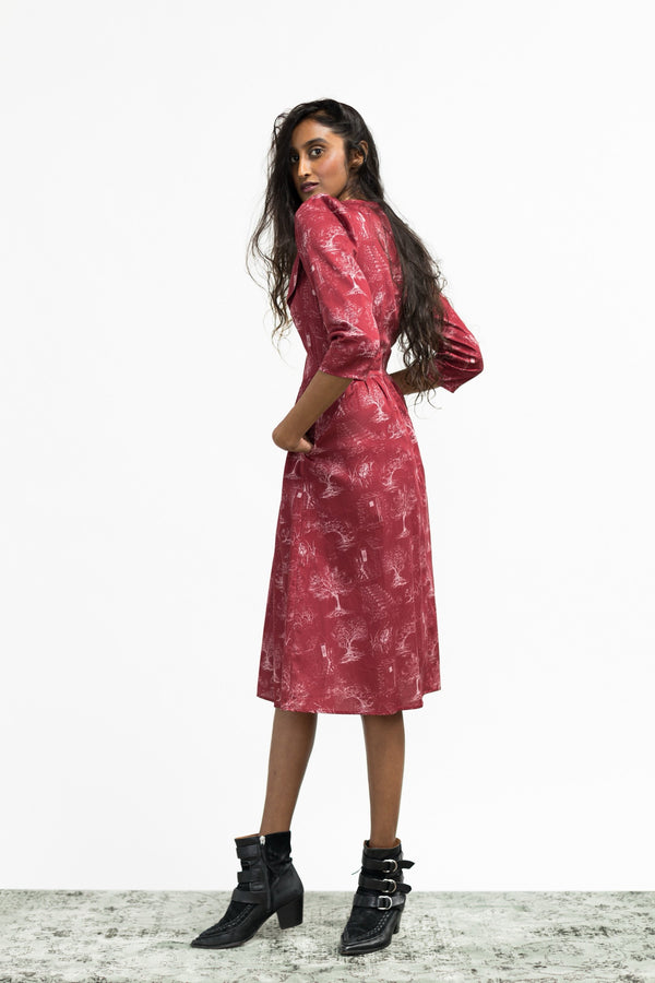 Marisol Dress / Ruby Red + Alabaster Cotton Toile - ourCommonplace