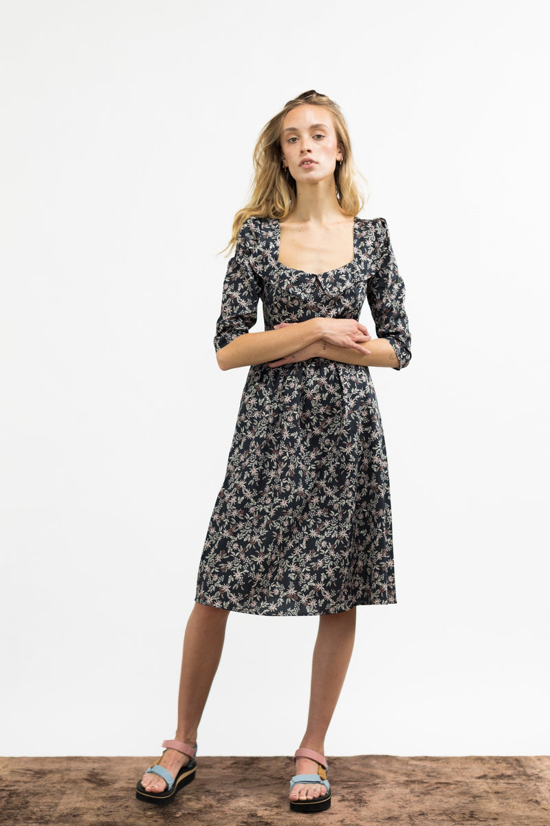 Marisol Dress / Black Cotton Floral - ourCommonplace