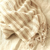 Fatima Hand-Loomed Raw Cotton Scarf, in Beige - ourCommonplace