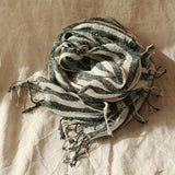 Fatima Hand-Loomed Raw Cotton Scarf, in Black - ourCommonplace