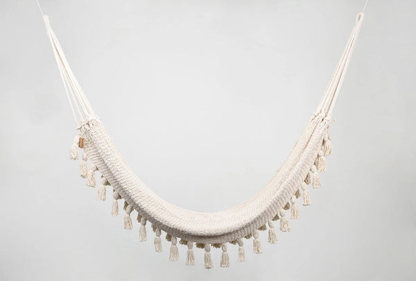 Boho Natural Cotton Hammock With Tassels - ourCommonplace
