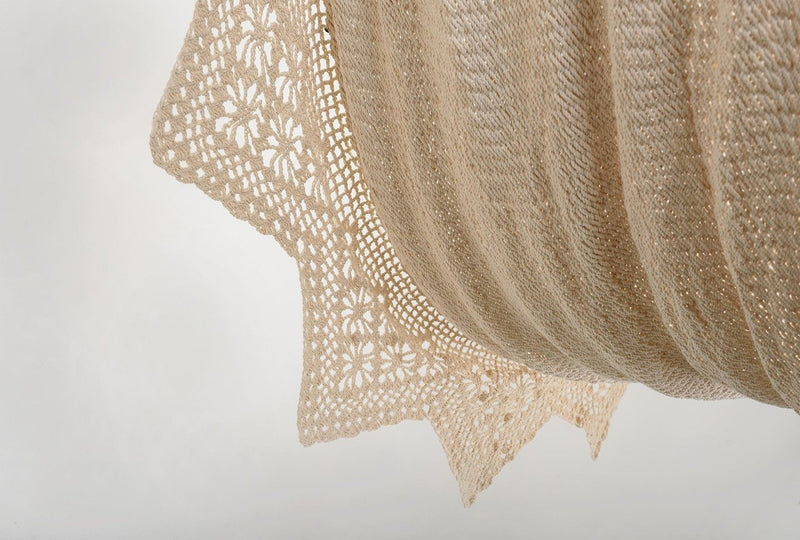 Boho Natural Cotton Hammock With Geometric Fringe (Wooden Bar) - ourCommonplace