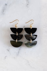 Hanoi 16K Gold Plated Triple Crescent Stacked Buffalo Horn Earrings - ourCommonplace