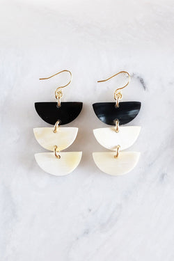 Hanoi 16K Gold Plated Triple Crescent Stacked Buffalo Horn Earrings - ourCommonplace