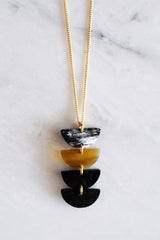 Hanoi Crescent Stacked Buffalo Horn Pendant Necklace - ourCommonplace