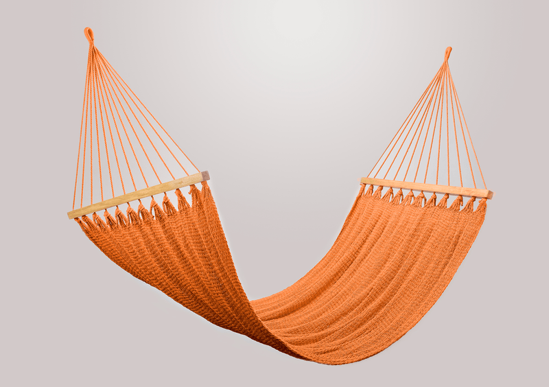 Vivid Orange Cotton Hammock (Wooden Bar) - ourCommonplace