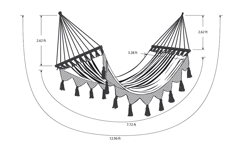 Colonial Navy Blue Cotton Hammock With Tassels (Wooden Bar) - ourCommonplace