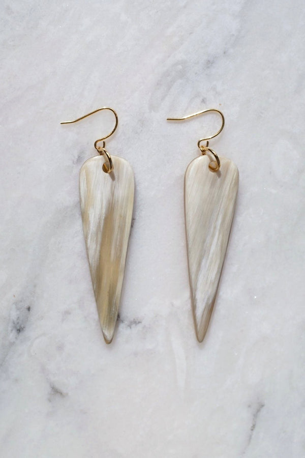 Ha Long 16K Gold Plated Teardrop Buffalo Horn Earrings - ourCommonplace