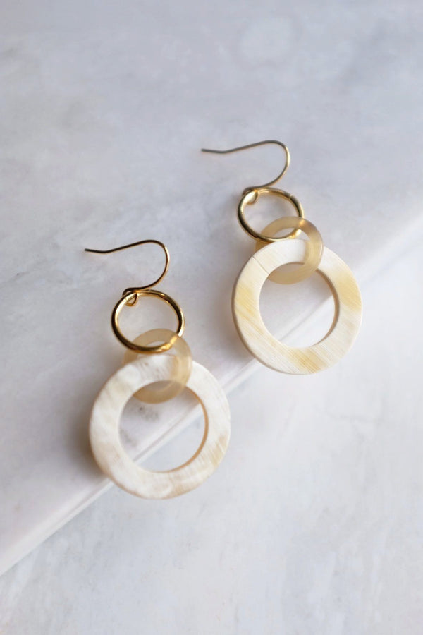 Hoi An 16K Gold Plated Earrings with Circle-shaped Genuine Horns Earrings - ourCommonplace