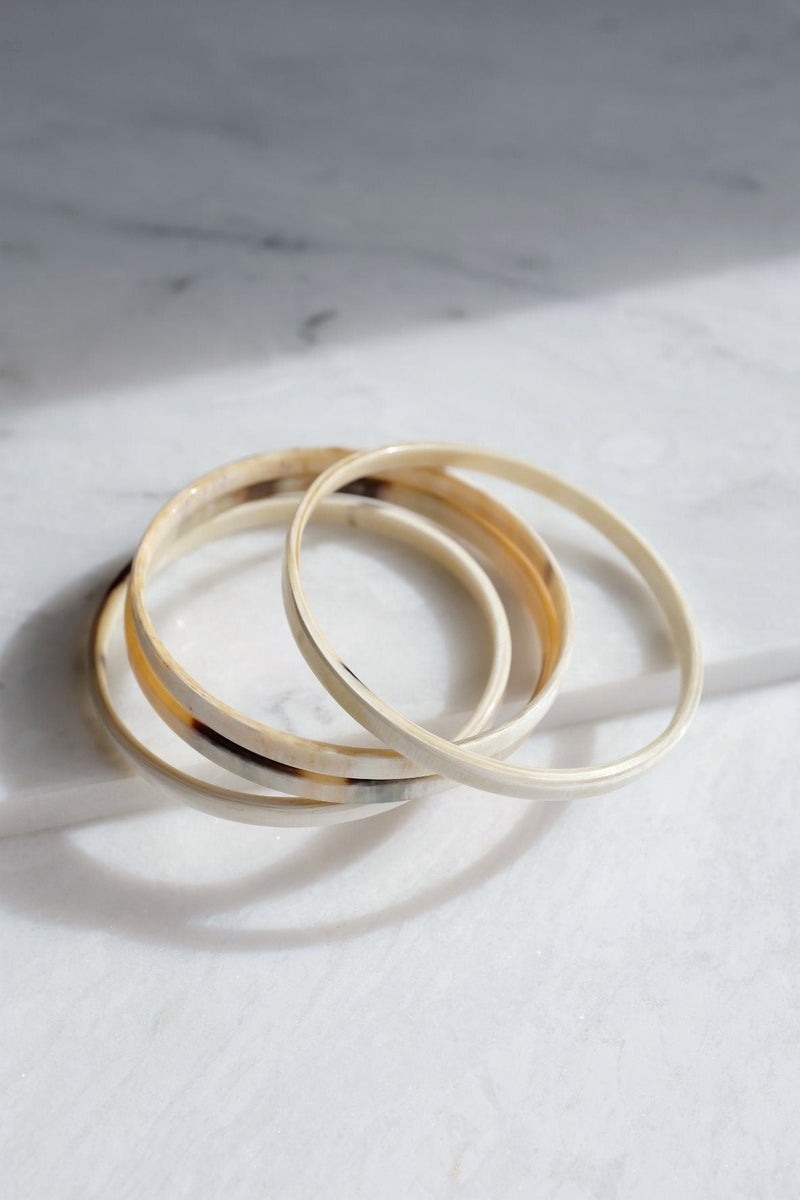 Sa Pa Minimal Genuine Buffalo Horn Bangle Bracelets, Set of 4 - ourCommonplace