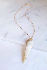 Ha Long 16K Gold Plated Teardrop Genuine Buffalo Horn Pendant Necklace - ourCommonplace