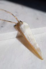 Ha Long 16K Gold Plated Teardrop Genuine Buffalo Horn Pendant Necklace - ourCommonplace