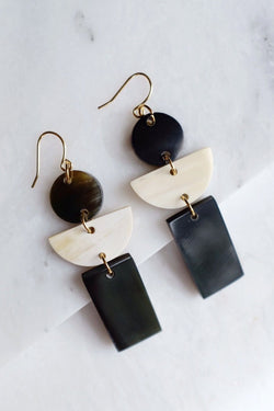 Con Dao 16K Gold Plated Geometric Buffalo Horn Earrings - ourCommonplace