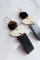 Con Dao 16K Gold Plated Geometric Buffalo Horn Earrings - ourCommonplace