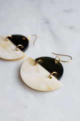 Phan Thiet 16K Gold Plated Round Buffalo Horn Earrings - ourCommonplace