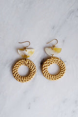 Ninh Binh 16K Gold Plated Rattan (Straw/Wicker) & Crescent Buffalo Horns Earrings - ourCommonplace