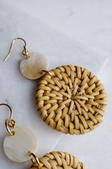 Hoa Lu 16K Gold Plated Natural Rattan (Straw/Wicker) & Buffalo Horns Earrings - ourCommonplace