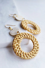 Nam Dinh 16K Gold Plated Natural Rattan (Straw/Wicker) & Buffalo Horns Earrings - ourCommonplace
