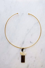 Con Dao 16K Gold Plated Geometric Buffalo Horn Choker Necklace - ourCommonplace