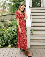 Beatrice Maxi Dress With Sweetheart Neckline / Ruby Red + Alabaster Cotton Toile - ourCommonplace