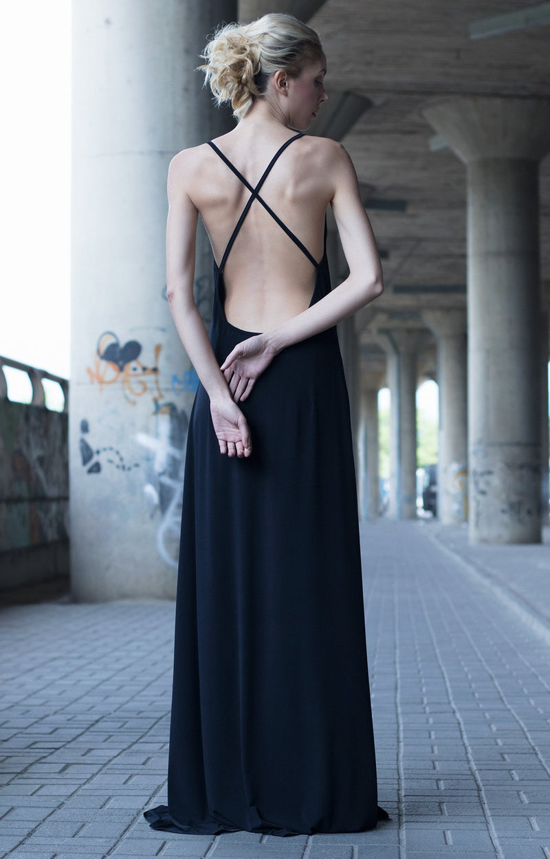 Black Plunging Neckline Dress - ourCommonplace