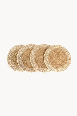 Agora Hand-Braided Jute Coasters - Natural (Set of 4) - ourCommonplace