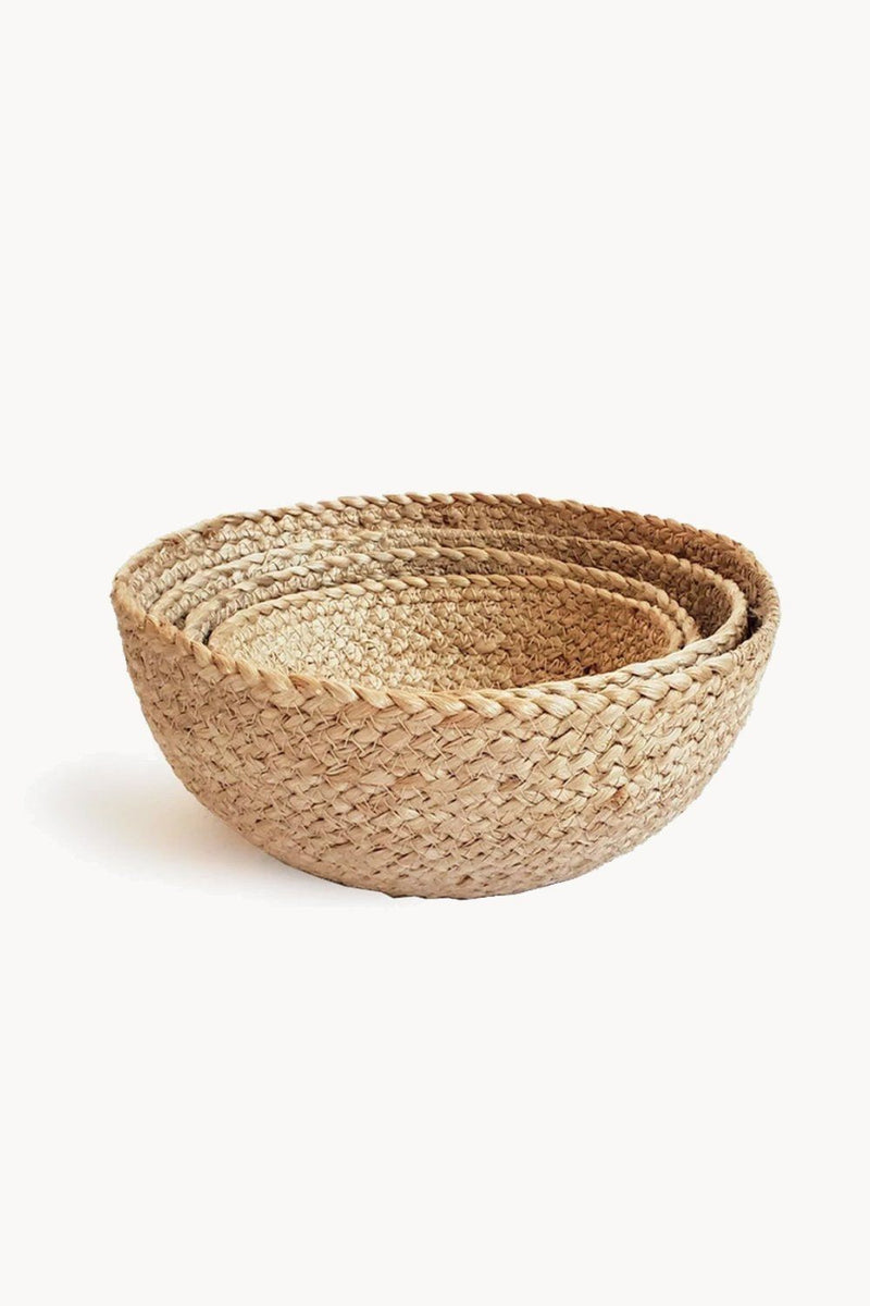 Kata Small Hand-braided Jute Bowl - Natural (Set of 4) - ourCommonplace