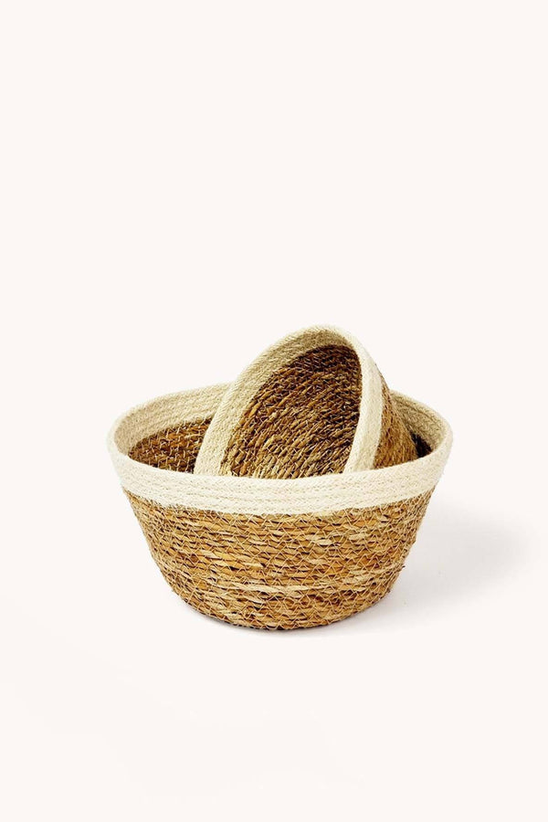 Korissa Savar Handwoven Jute & Seagrass Plant Bowls - ourCommonplace