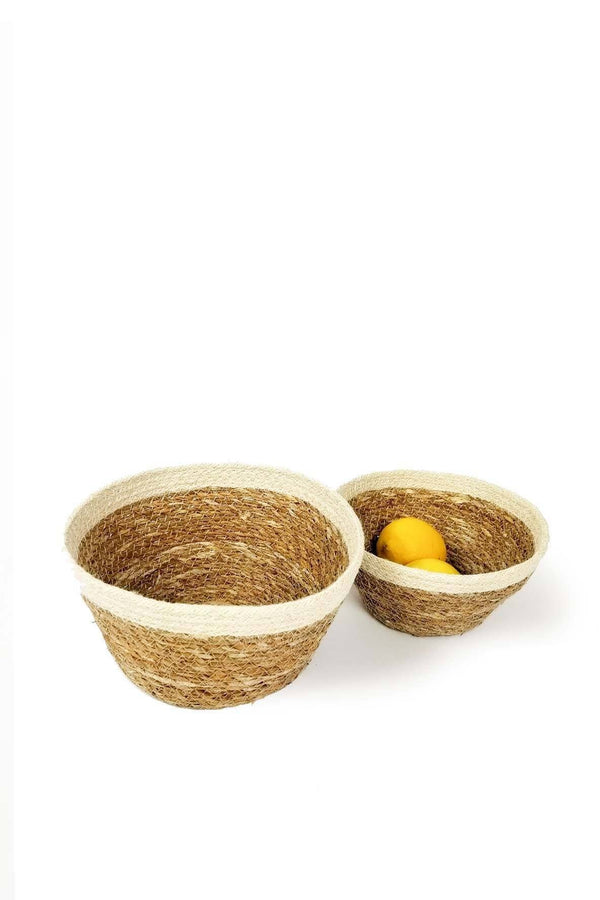 Korissa Savar Handwoven Jute & Seagrass Plant Bowls - ourCommonplace