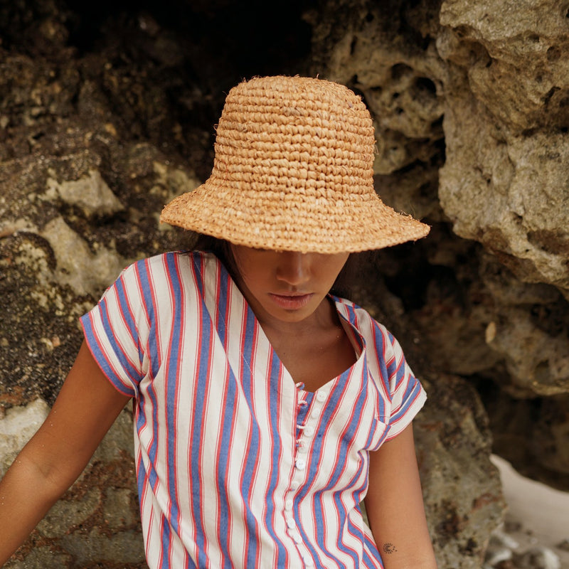 Kirana Raffia Boater Hat, in Camel Beige - ourCommonplace