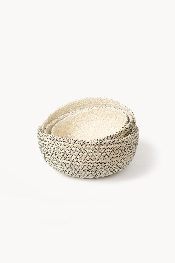 Amari Handwoven Jute Round Bowl - Black (Set of 4) - ourCommonplace