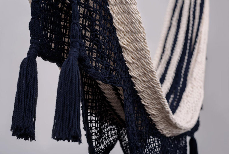 Colonial Navy Blue Cotton Hammock With Tassels - ourCommonplace