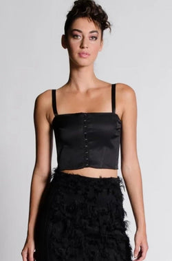 MISSANDEI Black Satin Bustier Top - ourCommonplace