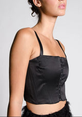 MISSANDEI Black Satin Bustier Top - ourCommonplace