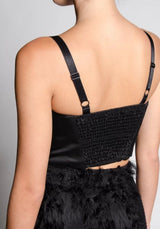 MISSANDEI Black Satin Bustier Top - ourCommonplace