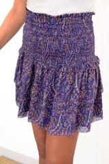 Lennon Smocked Mini Skirt in Paisley Garden - ourCommonplace