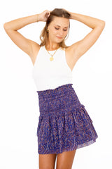 Lennon Smocked Mini Skirt in Paisley Garden - ourCommonplace