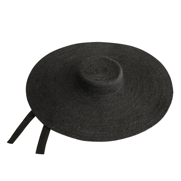 Lola Wide Brim Jute Straw Hat, in Black - ourCommonplace