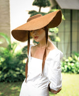 Lola Wide Brim Jute Straw Hat, in Havana Brown - ourCommonplace