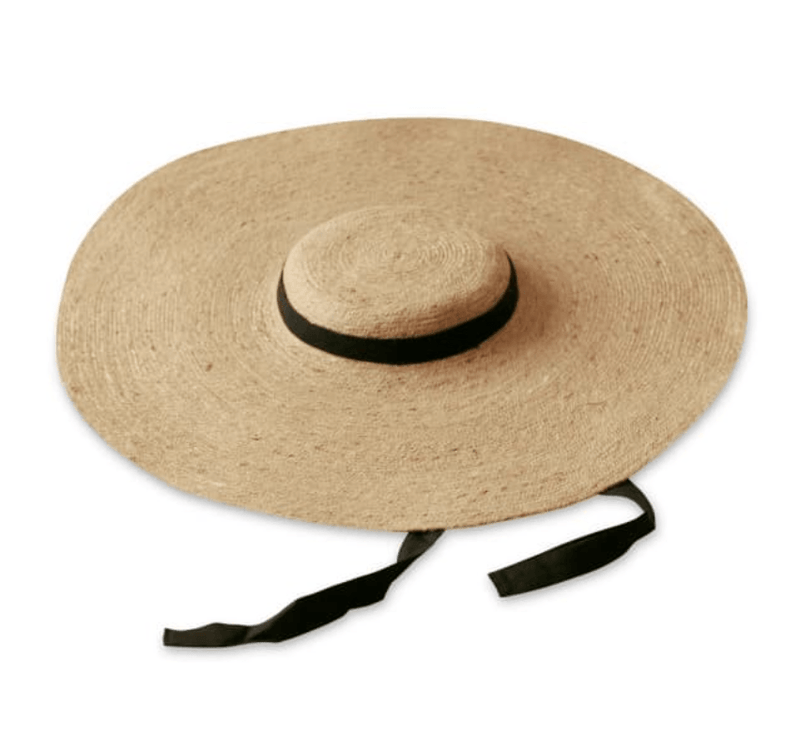Lola Wide Brim Jute Hat, With Black Strap - ourCommonplace