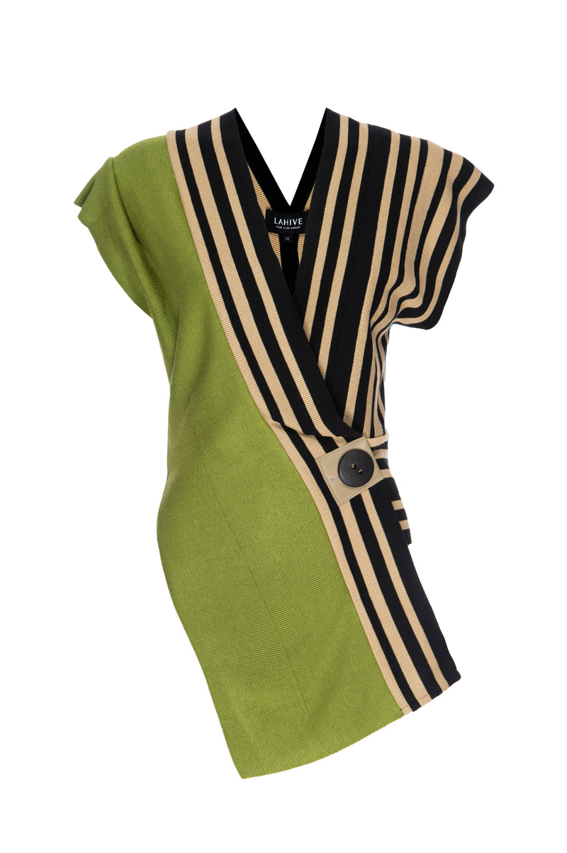 KAMALA Olive/Stripe Sweater Vest - ourCommonplace