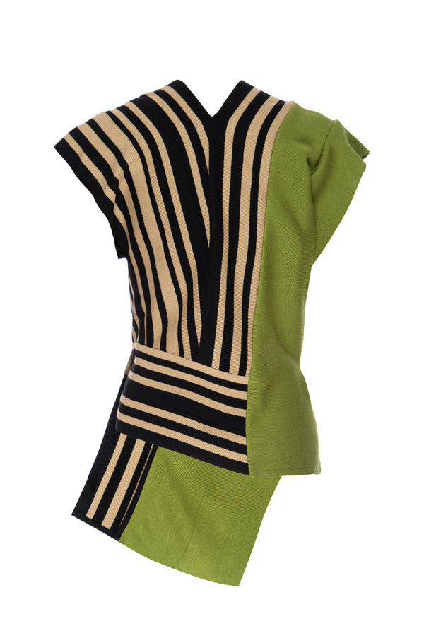 KAMALA Olive/Stripe Sweater Vest - ourCommonplace