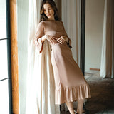 MARJORIE Ruffle Dress, in Camel Brown - ourCommonplace