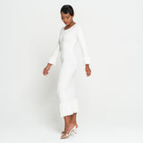 MARJORIE Bamboo Ruffle Dress, in Off-White - ourCommonplace
